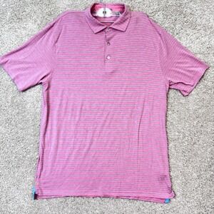 Tasc Performance Polo Shirt Mens Large Pink Blue Striped Short Sleeve‎ Bamboo